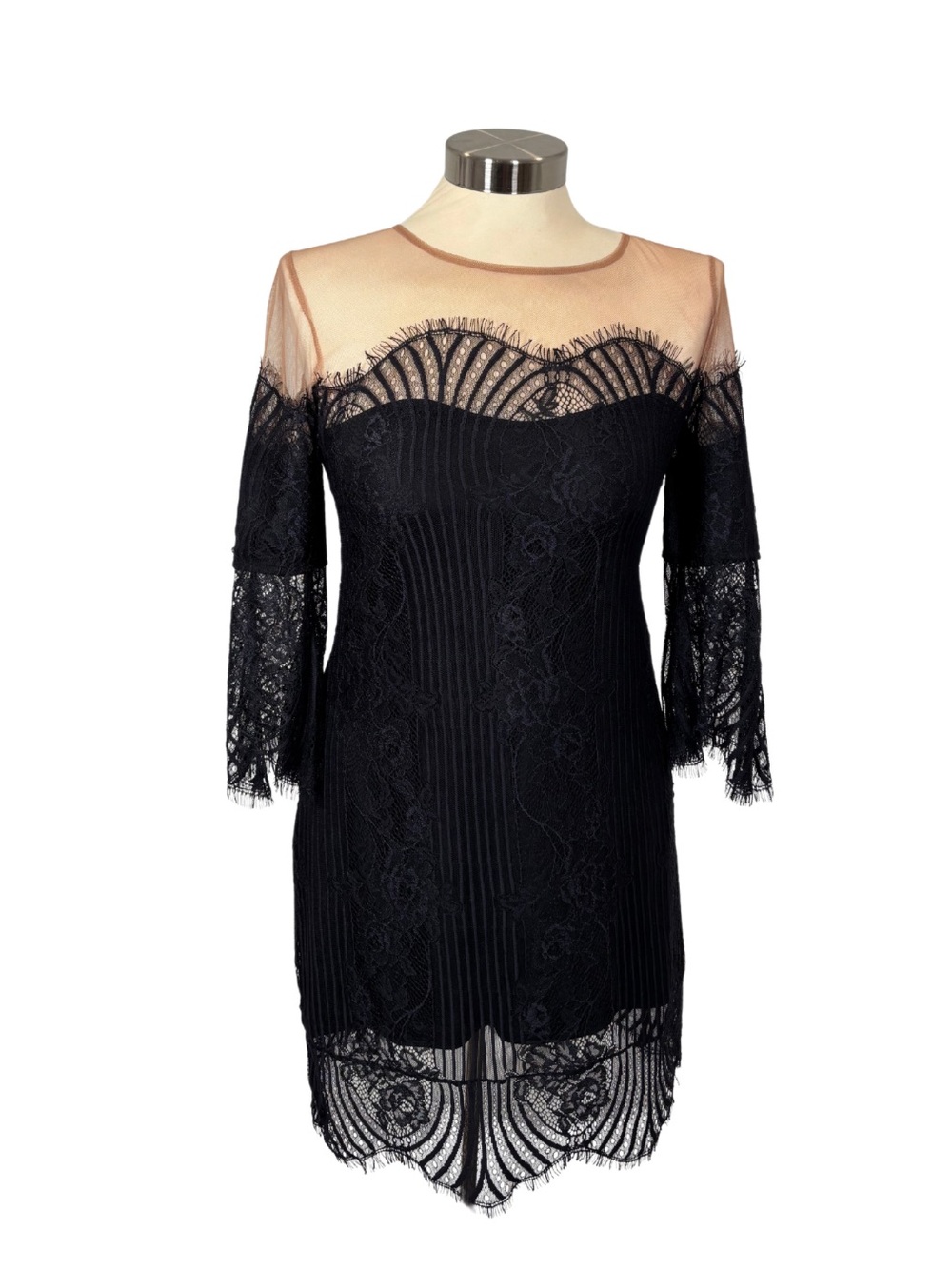 For Love and Lemons Black Lace Illusion Mini Dress